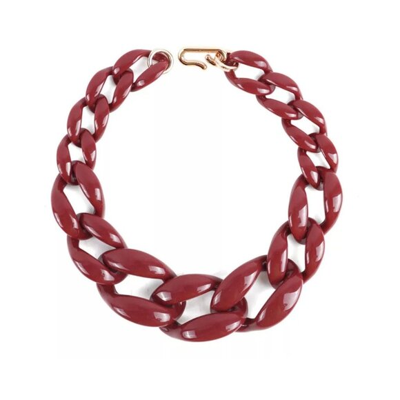 Acrylic chain link necklace burgundy garnet maroon chain necklace statement - Picture 2 of 9